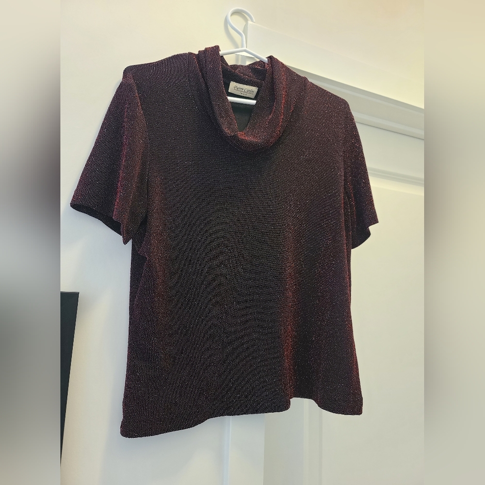 Pierre Cardin Red Cowl Neck Blouse Short Sleeve